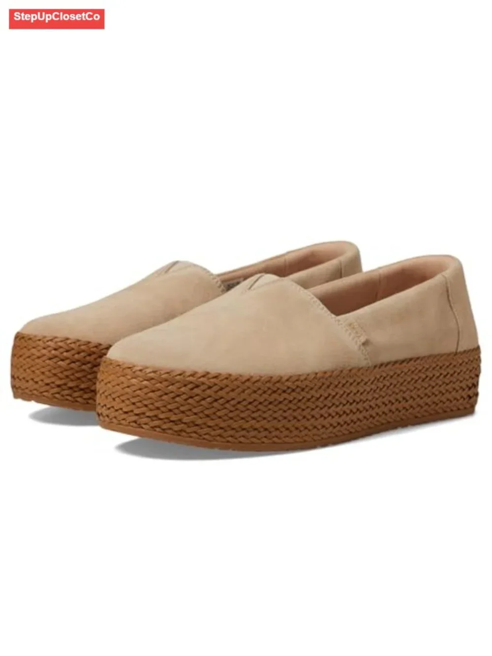 Espadrille Platform Slip-On with Suede Upper and Braid Wrap